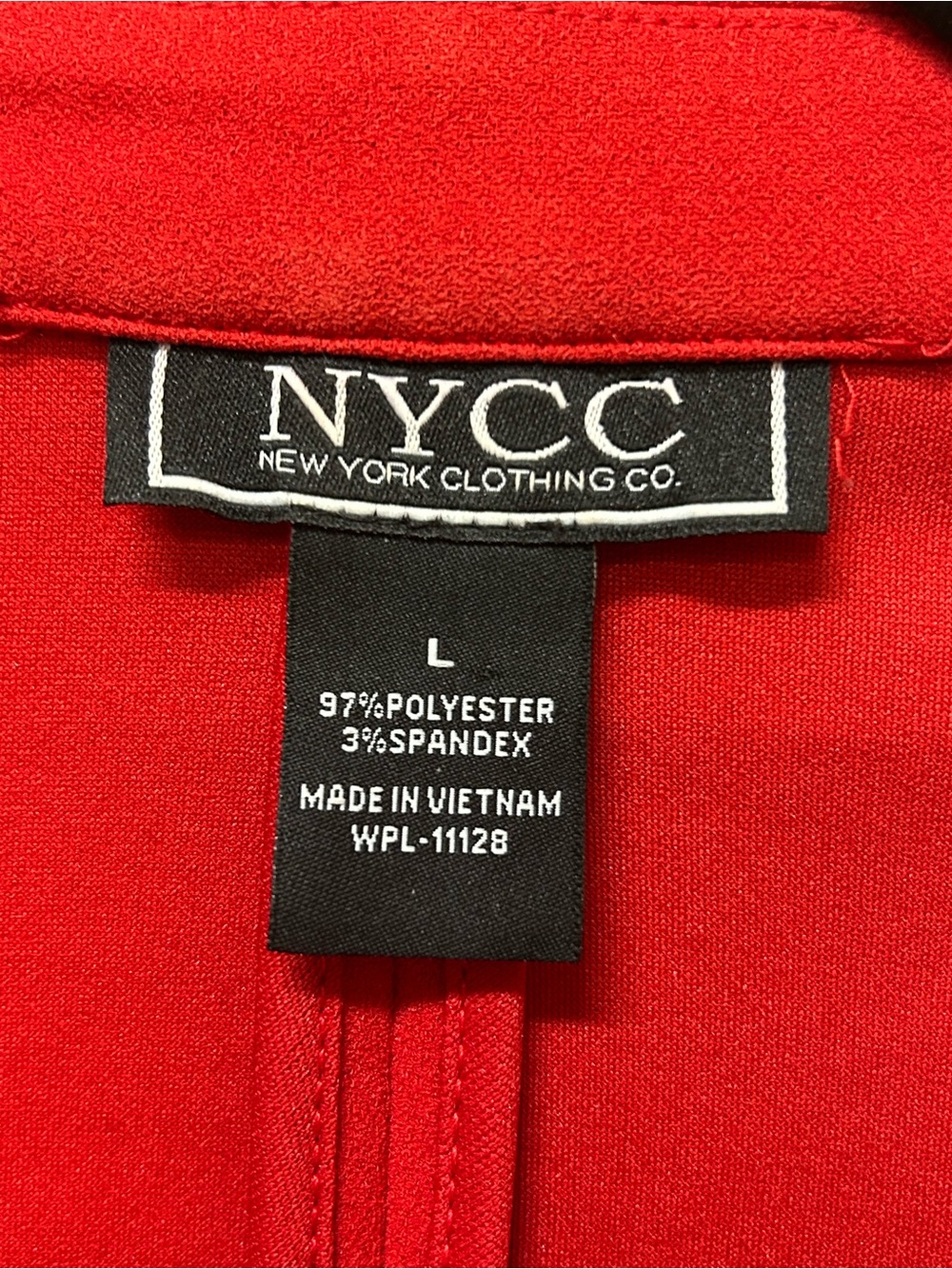 NYCC Women’s Blazer Red Size L 3/4 Sleeve Ruched Single Button - Picture 3 of 5